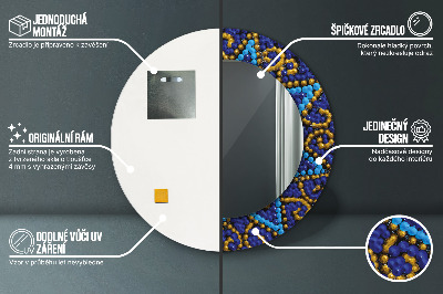 Ronde spiegel lijst met print Decoratieve compositie