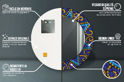 Ronde spiegel lijst met print Decoratieve compositie