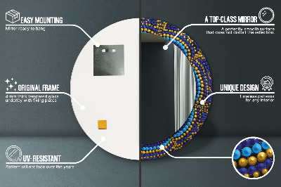 Ronde spiegel lijst met print Decoratieve compositie