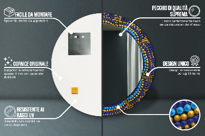 Ronde spiegel lijst met print Decoratieve compositie