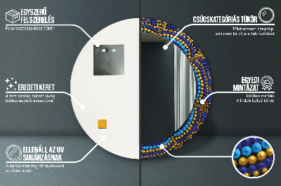 Ronde spiegel lijst met print Decoratieve compositie