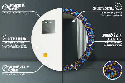 Ronde spiegel lijst met print Decoratieve compositie