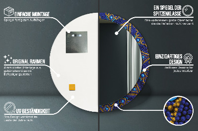 Ronde spiegel lijst met print Decoratieve compositie