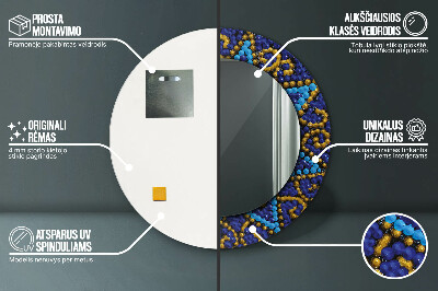 Ronde spiegel lijst met print Decoratieve compositie