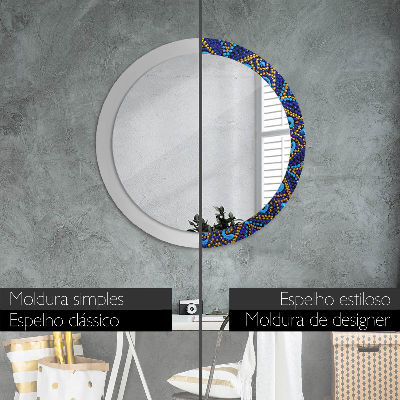 Ronde spiegel lijst met print Decoratieve compositie