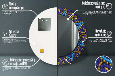 Ronde spiegel lijst met print Decoratieve compositie