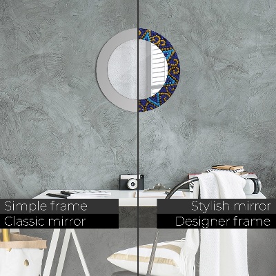 Ronde spiegel lijst met print Decoratieve compositie