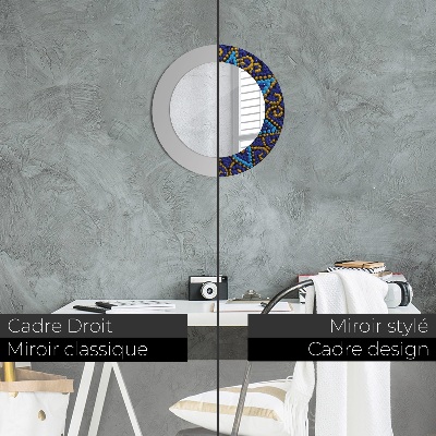 Ronde spiegel lijst met print Decoratieve compositie