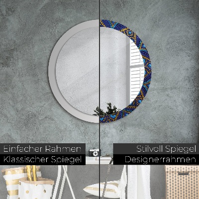 Ronde spiegel lijst met print Decoratieve compositie