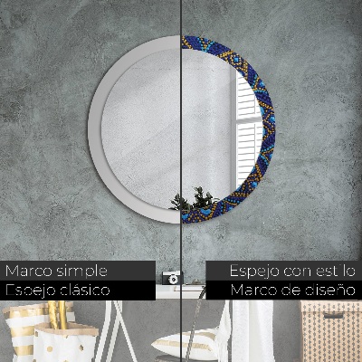 Ronde spiegel lijst met print Decoratieve compositie