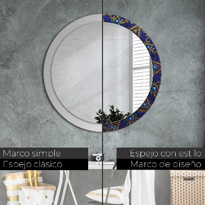 Ronde spiegel lijst met print Decoratieve compositie