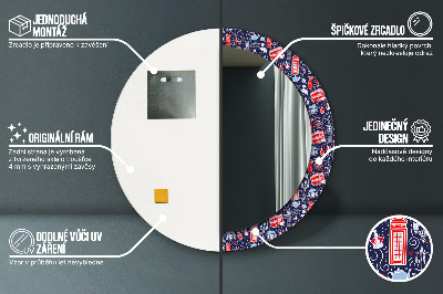 Ronde spiegel lijst met print Londens symbool