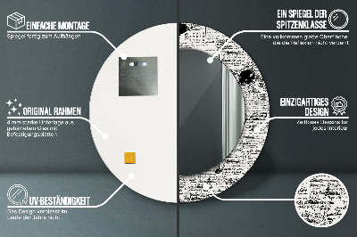 Ronde spiegel met bedrukte lijst Sjabloon