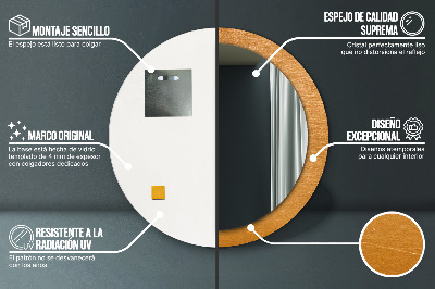 Ronde spiegel met bedrukte lijst Metalen oppervlak