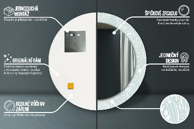 Bedrukte ronde spiegel Hand -getrawn compositie