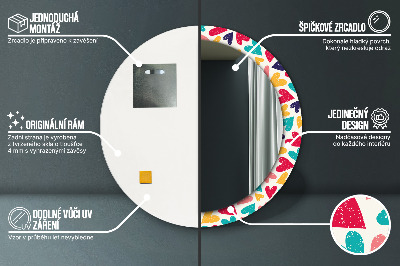 Bedrukte ronde spiegel Kleurrijke harten