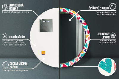 Bedrukte ronde spiegel Kleurrijke harten
