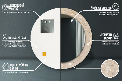 Bedrukte ronde spiegel Natuursteen