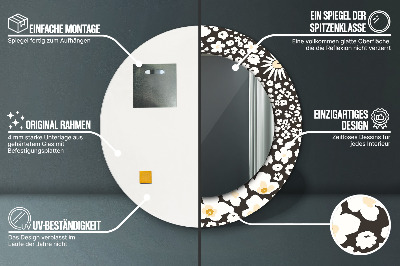 Bedrukte ronde spiegel Stokrotka ivory