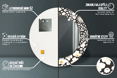 Bedrukte ronde spiegel Stokrotka ivory
