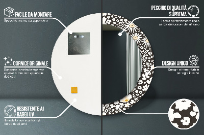 Bedrukte ronde spiegel Stokrotka ivory