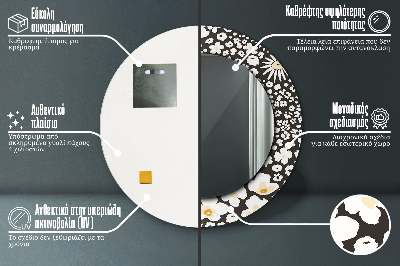 Bedrukte ronde spiegel Stokrotka ivory
