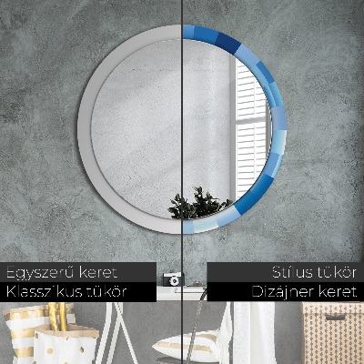 Ronde spiegel met decoratie Blauw abstract