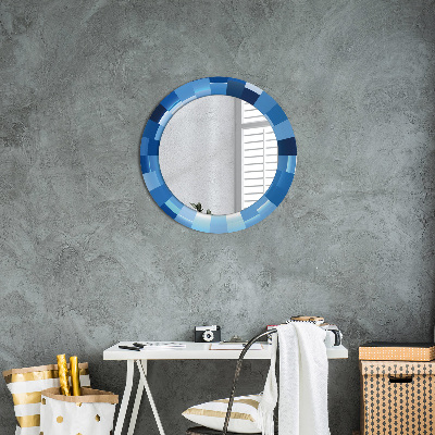 Ronde spiegel met decoratie Blauw abstract