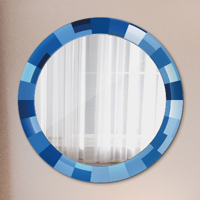 Ronde spiegel met decoratie Blauw abstract