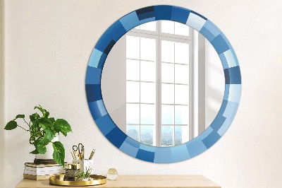 Ronde spiegel met decoratie Blauw abstract