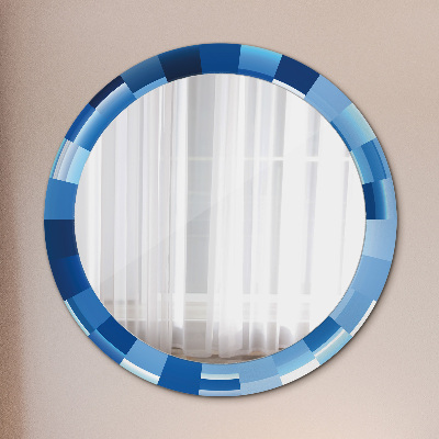 Ronde spiegel met decoratie Blauw abstract