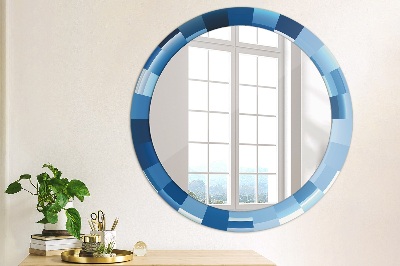 Ronde spiegel met decoratie Blauw abstract