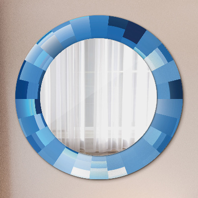 Ronde spiegel met decoratie Blauw abstract