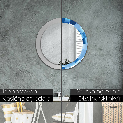 Ronde spiegel met decoratie Blauw abstract