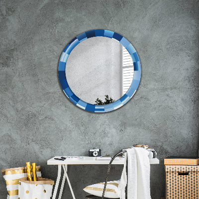 Ronde spiegel met decoratie Blauw abstract