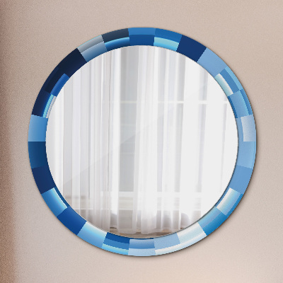 Ronde spiegel met decoratie Blauw abstract