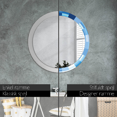 Ronde spiegel met decoratie Blauw abstract