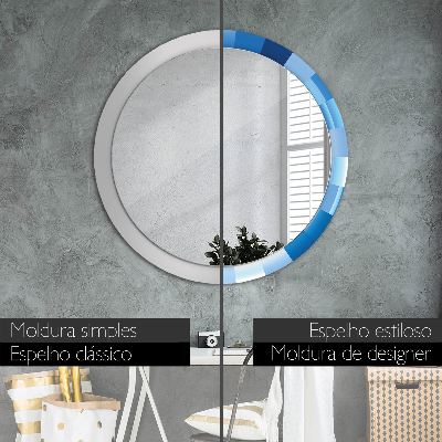 Ronde spiegel met decoratie Blauw abstract