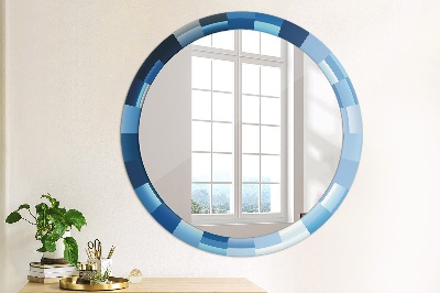 Ronde spiegel met decoratie Blauw abstract