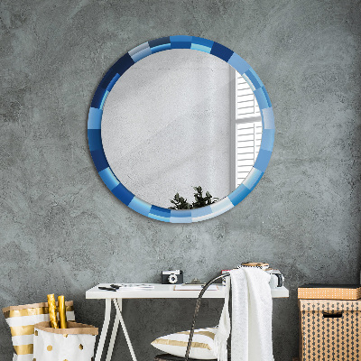 Ronde spiegel met decoratie Blauw abstract