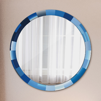 Ronde spiegel met decoratie Blauw abstract