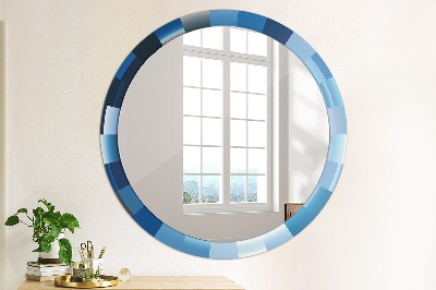 Ronde spiegel met decoratie Blauw abstract