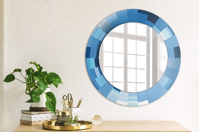 Ronde spiegel met decoratie Blauw abstract