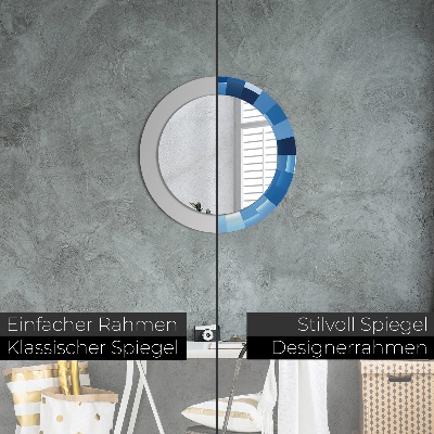 Ronde spiegel met decoratie Blauw abstract