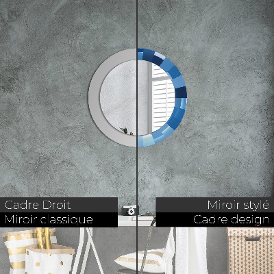 Ronde spiegel met decoratie Blauw abstract