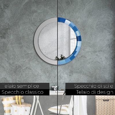 Ronde spiegel met decoratie Blauw abstract