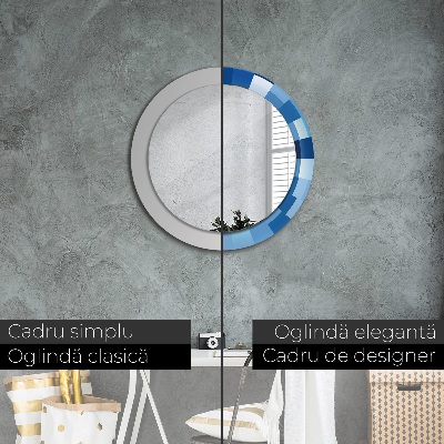 Ronde spiegel met decoratie Blauw abstract