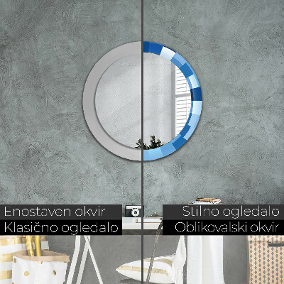 Ronde spiegel met decoratie Blauw abstract