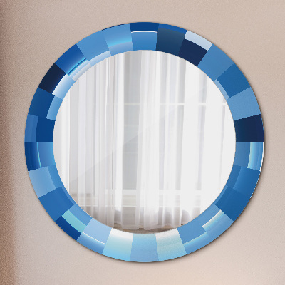 Ronde spiegel met decoratie Blauw abstract