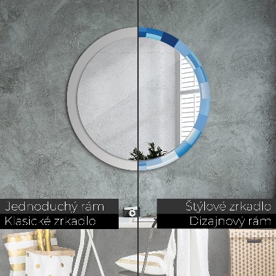 Ronde spiegel met decoratie Blauw abstract